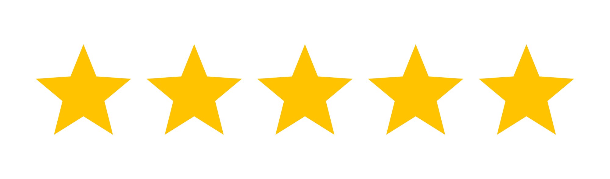 5 stars on white